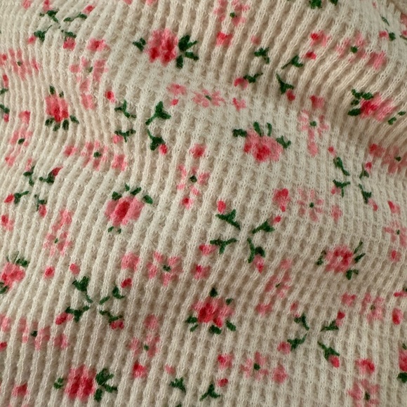 THE GREAT. Floral Long Sleeve Tee - Cream and Pink - Picture 6 of 6